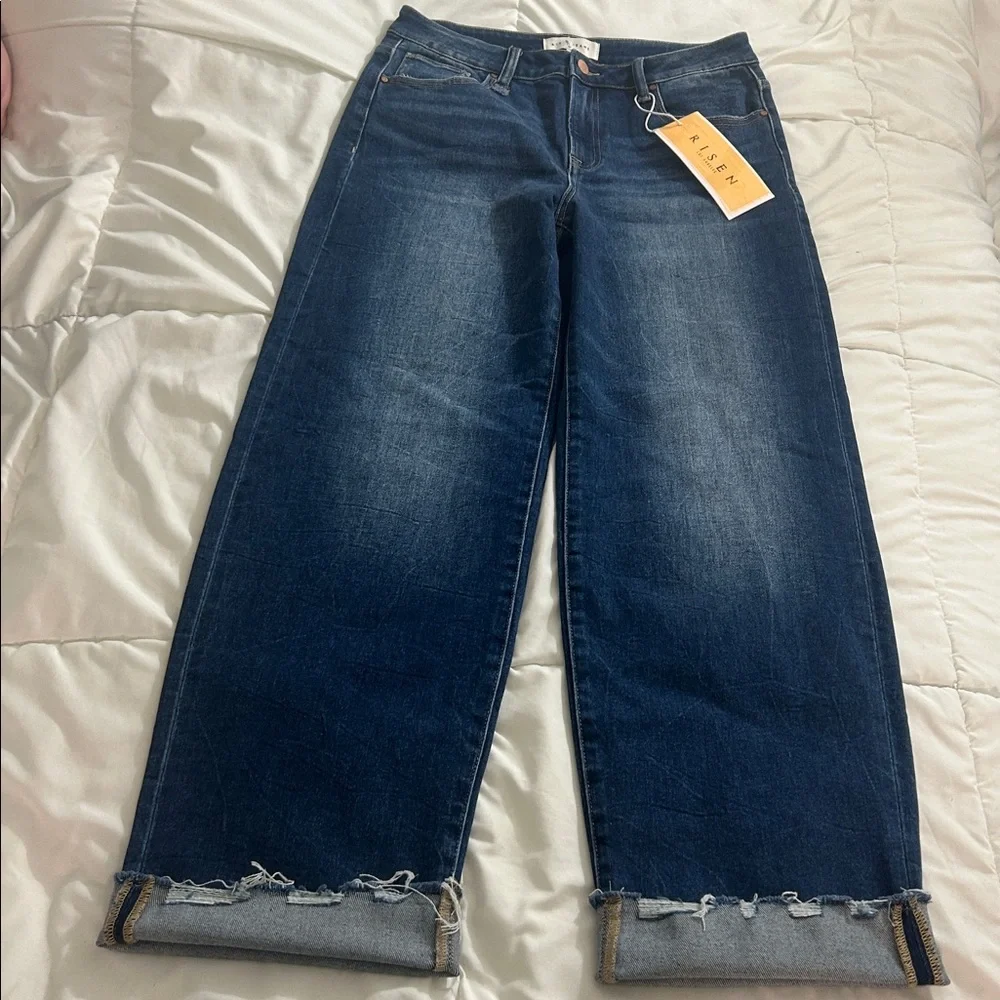 RISEN JEANS High Rise, Wide Leg, Frayed Hem Jeans - Picture 5 of 13